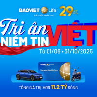 "Tri ân Niềm tin Việt” của Bảo Việt Nhân thọ: Tăng quyền lợi bảo vệ, thêm cơ hội trúng VinFast VF6