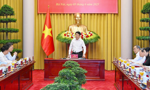 Chùm ảnh: Chủ tịch nước Lương Cường làm việc với Tỉnh ủy Hưng Yên và Thái Bình về thực hiện Nghị quyết Hội nghị Trung ương 11, khóa XIII