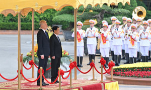 Chủ tịch nước Lương Cường chủ trì Lễ đón Tổng thống Litva thăm chính thức Việt Nam