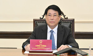 Chùm ảnh: Chủ tịch nước Lương Cường điện đàm với Tổng thống Hàn Quốc Lee Jae Myung
