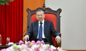 Chùm ảnh: Tổng Bí thư Tô Lâm tiếp Phó Tổng thư ký thứ nhất Đảng Đại hội Dân tộc Phi của Nam Phi