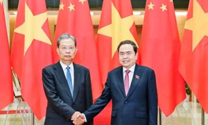 Chủ tịch Quốc hội Trần Thanh Mẫn chủ trì Lễ đón trọng thể Ủy viên trưởng Nhân đại toàn quốc Trung Quốc Triệu Lạc Tế