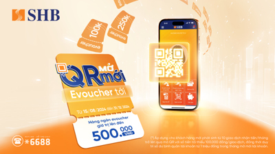 Nhận ngay E-voucher trị giá tới 500.000 VNĐ khi nhận tiền qua QR Code SHB