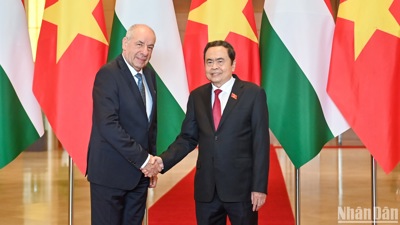 Chùm ảnh: Chủ tịch Quốc hội Trần Thanh Mẫn hội kiến Tổng thống Hungary Sulyok Tamas