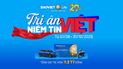 "Tri ân Niềm tin Việt” của Bảo Việt Nhân thọ: Tăng quyền lợi bảo vệ, thêm cơ hội trúng VinFast VF6
