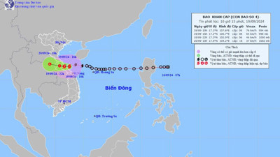 Đầu giờ chiều nay 19/9, bão số 4 sẽ “áp sát” bờ biển Quảng Bình - Quảng Trị
