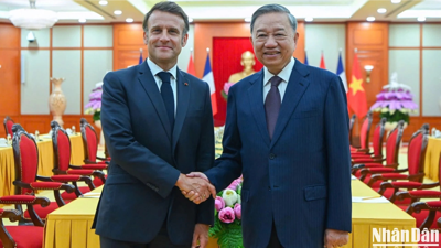 Chùm ảnh: Tổng Bí thư Tô Lâm tiếp Tổng thống Pháp Emmanuel Macron