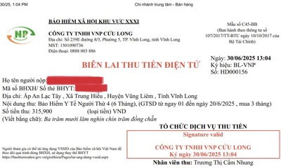 Vĩnh Long:  Tổ chức dịch vụ thu bảo hiểm xã hội, bảo hiểm y tế sử dụng biên lai điện tử