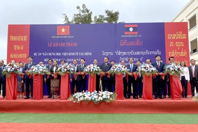 Bộ Tài chính Việt Nam - Lào khánh thành dự án Học viện Kinh tế - Tài chính Đông Khăm Xạng giai đoạn 3