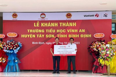 Vietlott mang đến ngôi trường khang trang cho học sinh dân tộc Bana tại Bình Định