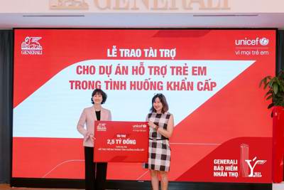 Generali tài trợ 2,5 tỷ đồng cho dự án bảo vệ trẻ em trong tình huống khẩn cấp