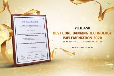 Vietbank - ngân hàng duy nhất nhận giải thưởng công nghệ ngân hàng lõi tốt nhất năm 2020