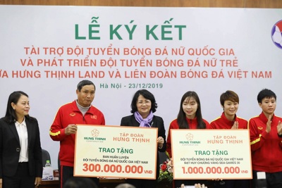 Đội tuyển bóng đá nữ Việt Nam nhận tài trợ 100 tỷ đồng từ Tập đoàn Hưng Thịnh