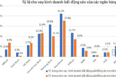 15 ngân hàng đang cho vay kinh doanh bất động sản hơn 160 nghìn tỷ đồng 
