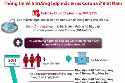 [Infographics] Thông tin về 5 trường hợp mắc virus Corona ở Việt Nam