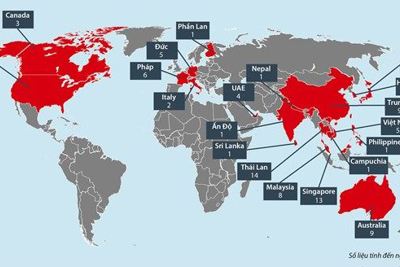  [Infographics] Các nước có bệnh nhân viêm phổi Vũ Hán 