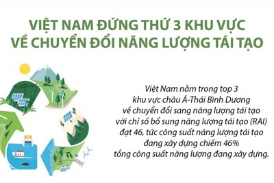 [Infographics] Vị trí của Việt Nam về chuyển đổi năng lượng tái tạo ở khu vực châu Á - Thái Bình Dương 