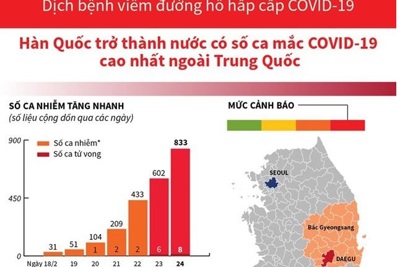 [Infographics] Cập nhật số ca mắc bệnh COVID-19 tại Hàn Quốc