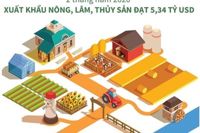 [Infographics] Xuất khẩu nông, lâm và thủy sản đạt hơn 5 tỷ USD