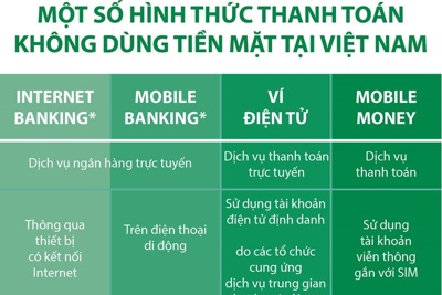 [Infographics] Một số hình thức thanh toán không dùng tiền mặt tại Việt Nam