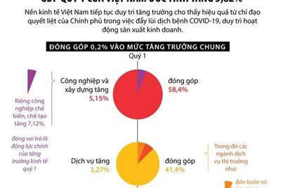 [Infographics] GDP quý 1 của Việt Nam ước tính tăng 3,82%