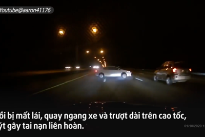 [Video] Chuyển làn ẩu trên cao tốc, xế hộp suýt tự gây đại họa 