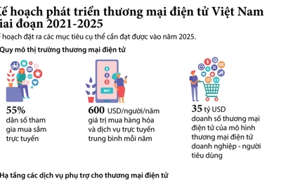 [Infographics] Phát triển thương mại điện tử Việt Nam giai đoạn 2021-2025