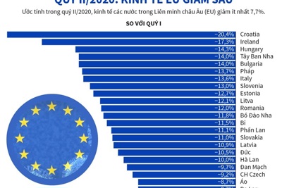 [Infographics] Kinh tế các nước EU giảm sâu trong quý II/2020