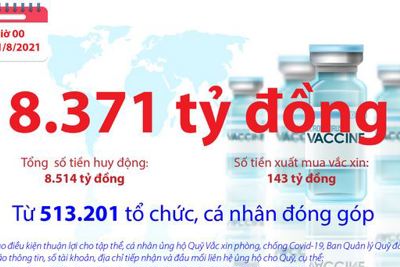  [Infographics] Quỹ Vắc xin phòng, chống COVID-19 đã tiếp nhận ủng hộ 8.514 tỷ đồng