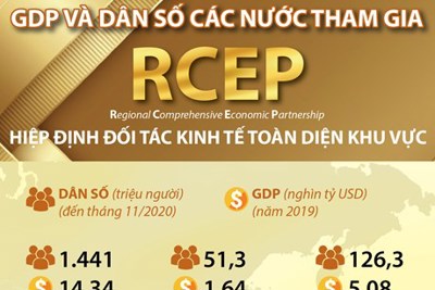 [Infographics] Thông tin cơ bản về GDP và dân số các nước tham gia RCEP
