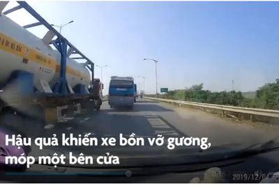 [Video] Tài xế xe khách tạt đầu xe bồn chở hóa chất