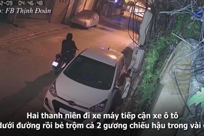 [Video] Gần tết: Trộm vặt nguyên đôi gương "xe cỏ" đỗ dưới đường