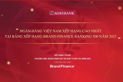 Agribank xếp hạng cao nhất trong 11 ngân hàng thương mại hàng đầu Việt Nam