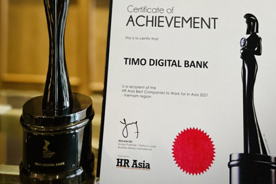 Ngân hàng số Timo được vinh danh trong Top "Nơi làm việc tốt nhất châu Á 2021"