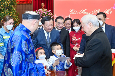 Tổng Bí thư Nguyễn Phú Trọng chúc Tết Đảng bộ, chính quyền, quân và dân Thủ đô Hà Nội