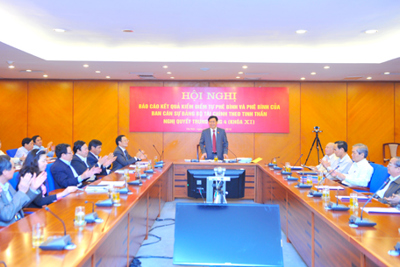Ban cán sự Đảng Bộ Tài chính báo cáo kết quả kiểm điểm tự phê bình và phê bình theo Nghị quyết Trung ương 4 khoá XI