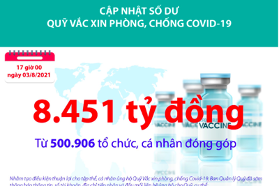 [Infographics] Quỹ Vắc xin phòng, chống COVID-19 đã tiếp nhận ủng hộ 8.451 tỷ đồng