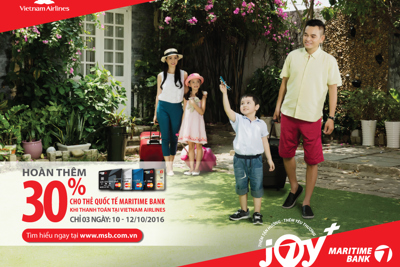 Ưu đãi gần 40% khi mua vé may bay bằng thẻ Quốc tế Maritime Bank