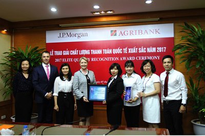 Agribank nhận giải thưởng “Chất lượng thanh toán quốc tế xuất sắc năm 2017”