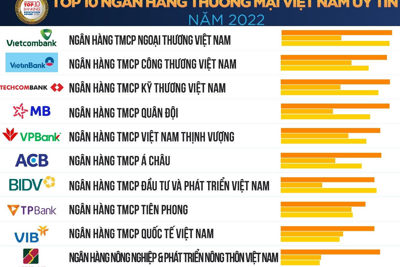 Vietnam Report công bố danh sách Top 10 Ngân hàng thương mại Việt Nam uy tín năm 2022