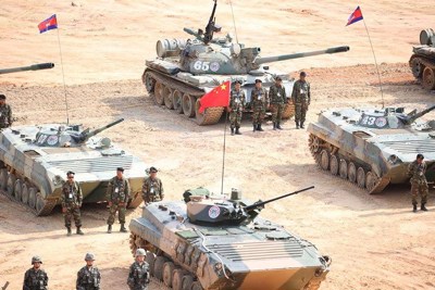 Xe tăng T-55 nâng cấp cực mạnh của Campuchia tham gia tập trận cùng Trung Quốc