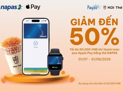 NAPAS APPLE PAY giảm đến 50% tại KOI THÉ
