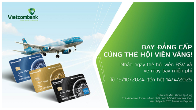 Vietcombank khuyến mãi hấp dẫn cho chủ thẻ American Express