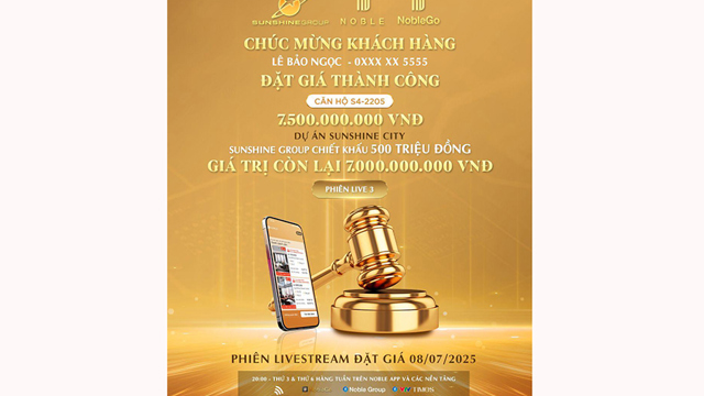Phiên livestream đặt giá NobleGo tối 8/7: Khách sở hữu căn hộ cao cấp Sunshine City rẻ hơn 2 tỷ đồng