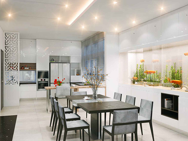 Phong cách hiện đại phòng bếp là xu hướng được săn đón nhất hiện nay. Với tông màu trung tính, các sản phẩm nội thất với thiết kế đơn giản và sự tối giản, bạn có thể biến không gian bếp của mình trở nên sang trọng và tiện ích hơn bao giờ hết.