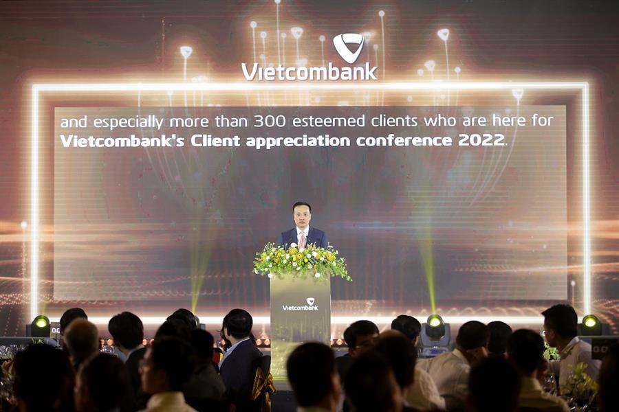 Ông Phạm Quang Dũng - Chủ tịch Hội đồng quản trị Vietcombank phát biểu tại Hội nghị