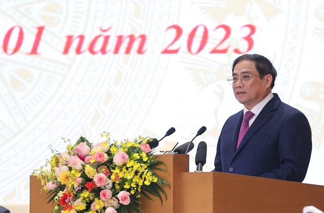 Thủ tướng Phạm Minh Chính phát biểu khai mạc Hội nghị Chính phủ với các địa phương tổng kết công tác năm 2022, triển khai nhiệm vụ năm 2023.