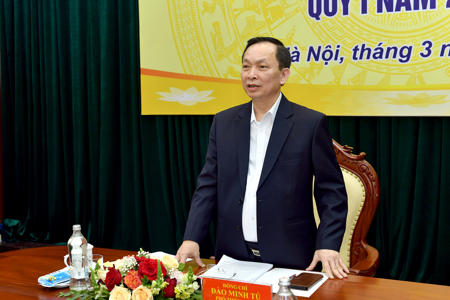 Phó Thống đốc Thường trực NHNN Đào Minh Tú phát biểu tại buổi họp báo.