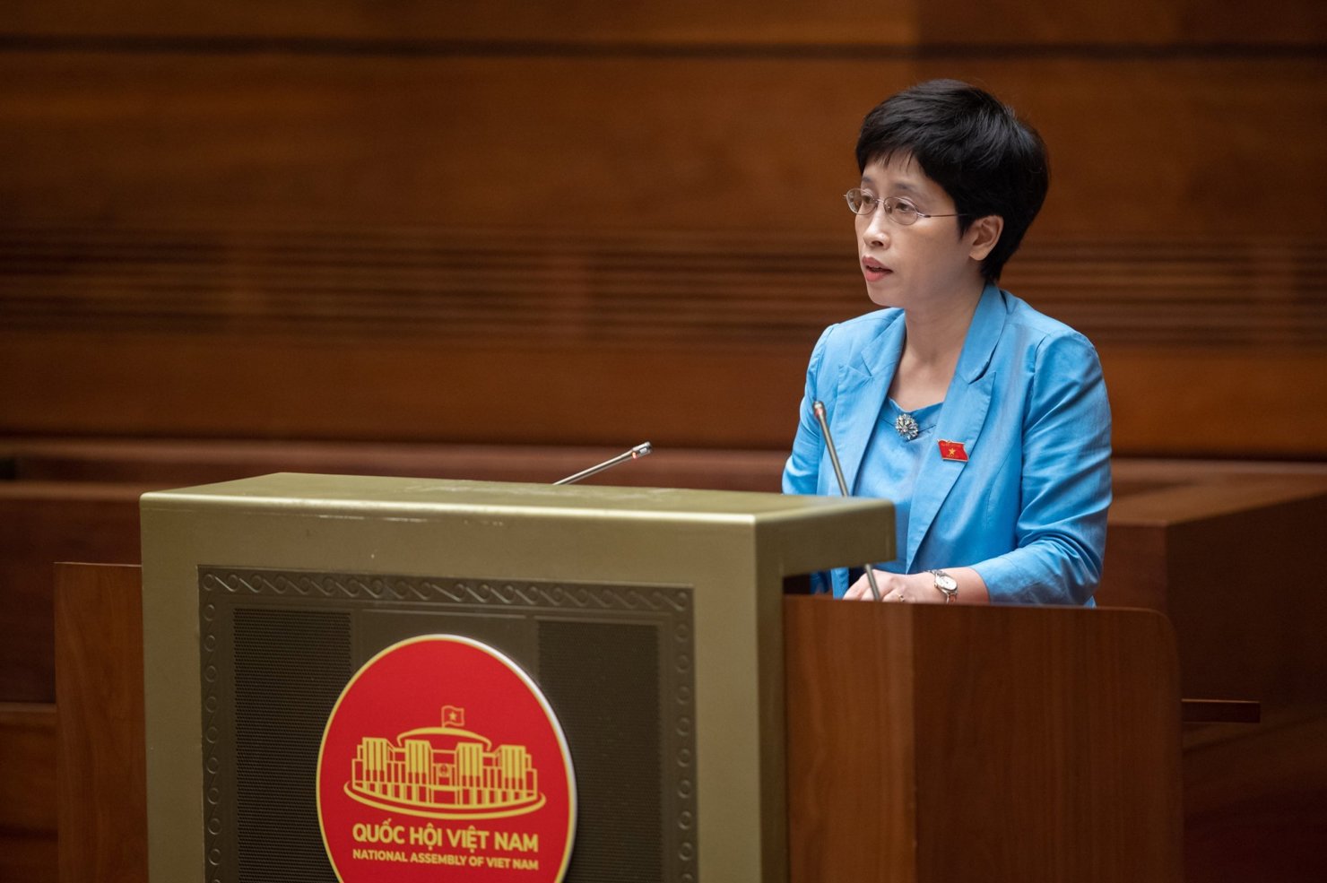 Phó Chủ nhiệm Uỷ ban Tài chính, Ngân sách của Quốc hội Nguyễn Thị Phú Hà phát biểu tại Hội nghị. 