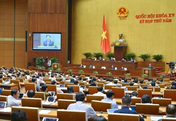 Quang cảnh phiên chất vấn Thủ tướng Chính phủ Lê Minh Khái sáng 8/6/2023.